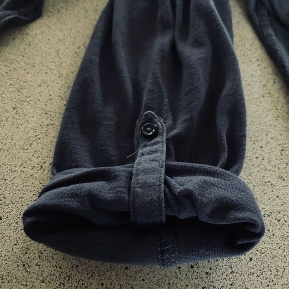 L.L.Bean cotton collarless half button V-neck - Picture 6 of 8